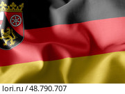 3D illustration flag of Rhineland-Palatinate is a region of Germ. Стоковое фото, фотограф Максим Гребешков / Фотобанк Лори