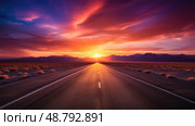 sunlandscape road to heaven ai generated. Стоковое AI-изображение, AI-художник Vectorwin / Фотобанк Лори