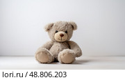 bear sad white background ai generated. Стоковое AI-изображение, AI-художник Vectorwin / Фотобанк Лори