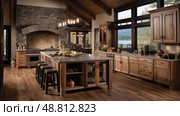 kitchen hickory wood ai generated. Стоковое AI-изображение, AI-художник Vectorwin / Фотобанк Лори