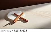 image cinamon stick on table ai generated. Стоковое AI-изображение, AI-художник Vectorwin / Фотобанк Лори
