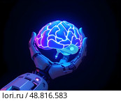 Рука робота с цифровым мозгом. Стоковое AI-изображение, AI-художник Boostport / Фотобанк Лори