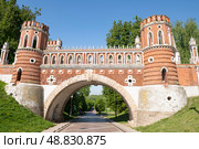 Старинный Фигурный мост солнечным майским днем. Царицыно, Москва. Редакционное фото, фотограф Виктор Карасев / Фотобанк Лори