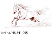 A horse is running in the sand. Стоковое AI-изображение, AI-художник Ярославский Максим / Фотобанк Лори