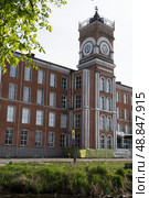 View of the Khludov factory, close-up. Clock Tower. Редакционное фото, фотограф Елена Смыкова / Фотобанк Лори