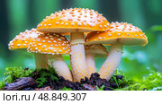 Мухоморы. Стоковое AI-изображение, AI-художник Щеголева Ольга / Фотобанк Лори