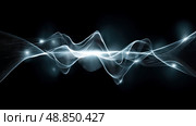 Electromagnetic field visualization, neon colors and flowing current lines. Chaotic lightning grid pattern, bright electric energy on dark tech grid. Energy wave color gradient, abstract electric particles in motion. Стоковое AI-изображение, AI-художник ALLA YURTAYEVA / Фотобанк Лори
