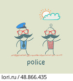 Police running after a criminal. Стоковая иллюстрация, агентство Ingram Publishing / Фотобанк Лори