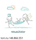 resuscitator carry on a stretcher patient. Стоковая иллюстрация, агентство Ingram Publishing / Фотобанк Лори