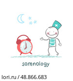 somnology treats a patient with   clock. Стоковая иллюстрация, агентство Ingram Publishing / Фотобанк Лори