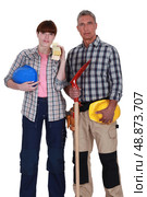 Pair of construction workers. Стоковое фото, агентство Ingram Publishing / Фотобанк Лори