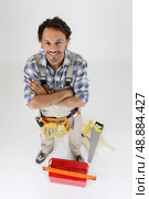 Portrait of a carpenter. Стоковое фото, агентство Ingram Publishing / Фотобанк Лори