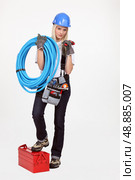 Female plumber. Стоковое фото, агентство Ingram Publishing / Фотобанк Лори