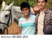 Young horseback riders. Стоковое фото, агентство Ingram Publishing / Фотобанк Лори