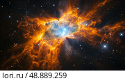 Stunning celestial display of a star's death in vibrant colors captured in deep space. Стоковое AI-изображение, AI-художник Михаил Коханчиков / Фотобанк Лори
