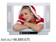 Woman wearing Christmas costume. Стоковое фото, агентство Ingram Publishing / Фотобанк Лори