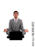 Zen businessman with a laptop. Стоковое фото, агентство Ingram Publishing / Фотобанк Лори