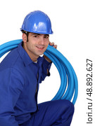 portrait of handsome plumber. Стоковое фото, агентство Ingram Publishing / Фотобанк Лори