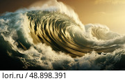 The Majestic Surge: A Powerful Masterpiece Showcasing a Towering Wave in the Vast Ocean. Стоковое AI-изображение, AI-художник Данила Большаков / Фотобанк Лори
