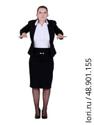 Businesswoman with palms out flat. Стоковое фото, агентство Ingram Publishing / Фотобанк Лори