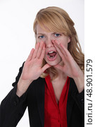 Businesswoman shouting. Стоковое фото, агентство Ingram Publishing / Фотобанк Лори