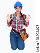 Scared female worker. Стоковое фото, агентство Ingram Publishing / Фотобанк Лори