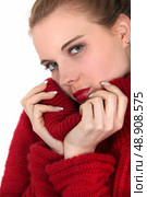 Woman in a red jumper. Стоковое фото, агентство Ingram Publishing / Фотобанк Лори