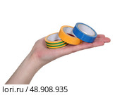hand showing rolls of adhesive tape. Стоковое фото, агентство Ingram Publishing / Фотобанк Лори