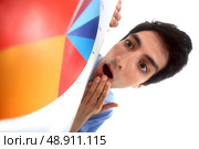 Businessman in shock at a pie chart. Стоковое фото, агентство Ingram Publishing / Фотобанк Лори