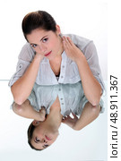 Woman with a stiff neck. Стоковое фото, агентство Ingram Publishing / Фотобанк Лори