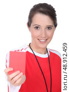 Female soccer referee. Стоковое фото, агентство Ingram Publishing / Фотобанк Лори