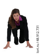 Businesswoman on her marks. Стоковое фото, агентство Ingram Publishing / Фотобанк Лори