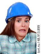 A terror-stricken tradeswoman. Стоковое фото, агентство Ingram Publishing / Фотобанк Лори