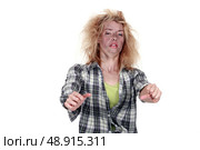 Woman suffering from electric shock. Стоковое фото, агентство Ingram Publishing / Фотобанк Лори