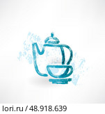 tea set grunge icon. Стоковая иллюстрация, агентство Ingram Publishing / Фотобанк Лори