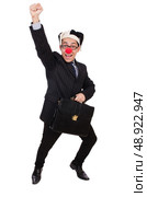 Clown businessman isolated on white. Стоковое фото, агентство Ingram Publishing / Фотобанк Лори