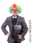 Clown businessman isolated on white. Стоковое фото, агентство Ingram Publishing / Фотобанк Лори