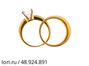 Two wedding rings isolated on the white. Стоковое фото, агентство Ingram Publishing / Фотобанк Лори