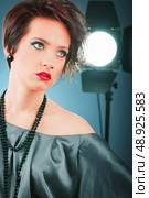 Fashion beauty concept with girl in studio. Стоковое фото, агентство Ingram Publishing / Фотобанк Лори