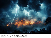 Ethereal Skies: Thunderous Symphony Unleashed in a Vast, Lightning-Filled Cloud. Стоковое AI-изображение, AI-художник Данила Большаков / Фотобанк Лори