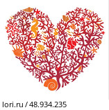 Heart is made of corals, isolated on white background. Стоковая иллюстрация, агентство Ingram Publishing / Фотобанк Лори