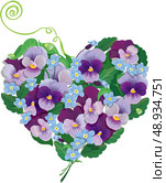 Heart shape is made of beautiful flowers - pansy and forget me not - floral  background. Стоковая иллюстрация, агентство Ingram Publishing / Фотобанк Лори