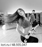 zumba dance cardio people group training at fitness gym workout exercise. Стоковое фото, агентство Ingram Publishing / Фотобанк Лори