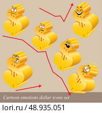 Cartoon emotions dollar icon set. Стоковая иллюстрация, агентство Ingram Publishing / Фотобанк Лори