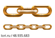 Golden metal chain links vector illustration isolated. Стоковая иллюстрация, агентство Ingram Publishing / Фотобанк Лори