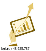 Vintage business report on tablet symbol vector illustration. Стоковая иллюстрация, агентство Ingram Publishing / Фотобанк Лори