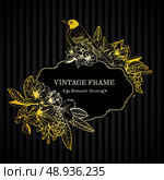 Romantic card with gold engraving vector illustration. Editable EPS and Render in JPG format. Стоковая иллюстрация, агентство Ingram Publishing / Фотобанк Лори