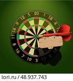 Dartboard with dart and blank table template in the center concept goal achievement vector illustration. Стоковая иллюстрация, агентство Ingram Publishing / Фотобанк Лори