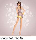 A glamorous beautiful stylish dressed up for party and dance young sexy girl vector illustration. Стоковая иллюстрация, агентство Ingram Publishing / Фотобанк Лори
