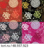 Set of Seamless patterns - floral backgrounds. Стоковая иллюстрация, агентство Ingram Publishing / Фотобанк Лори